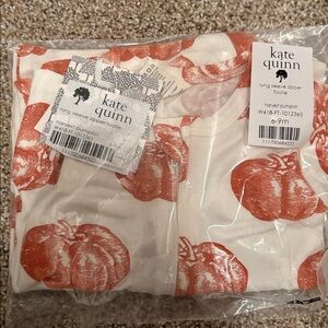 Kate Quinn Harvest Pumpkin Long Sleeve Zipper Footie NIB 6-9M